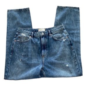 Free People Size 31 High Waisted Straight Leg Distressed Jeans